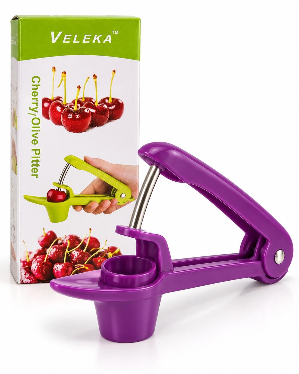 VELEKA Cherry Olive Pitter Tool Fruit Pit Remover Kitchen Corer Purple New